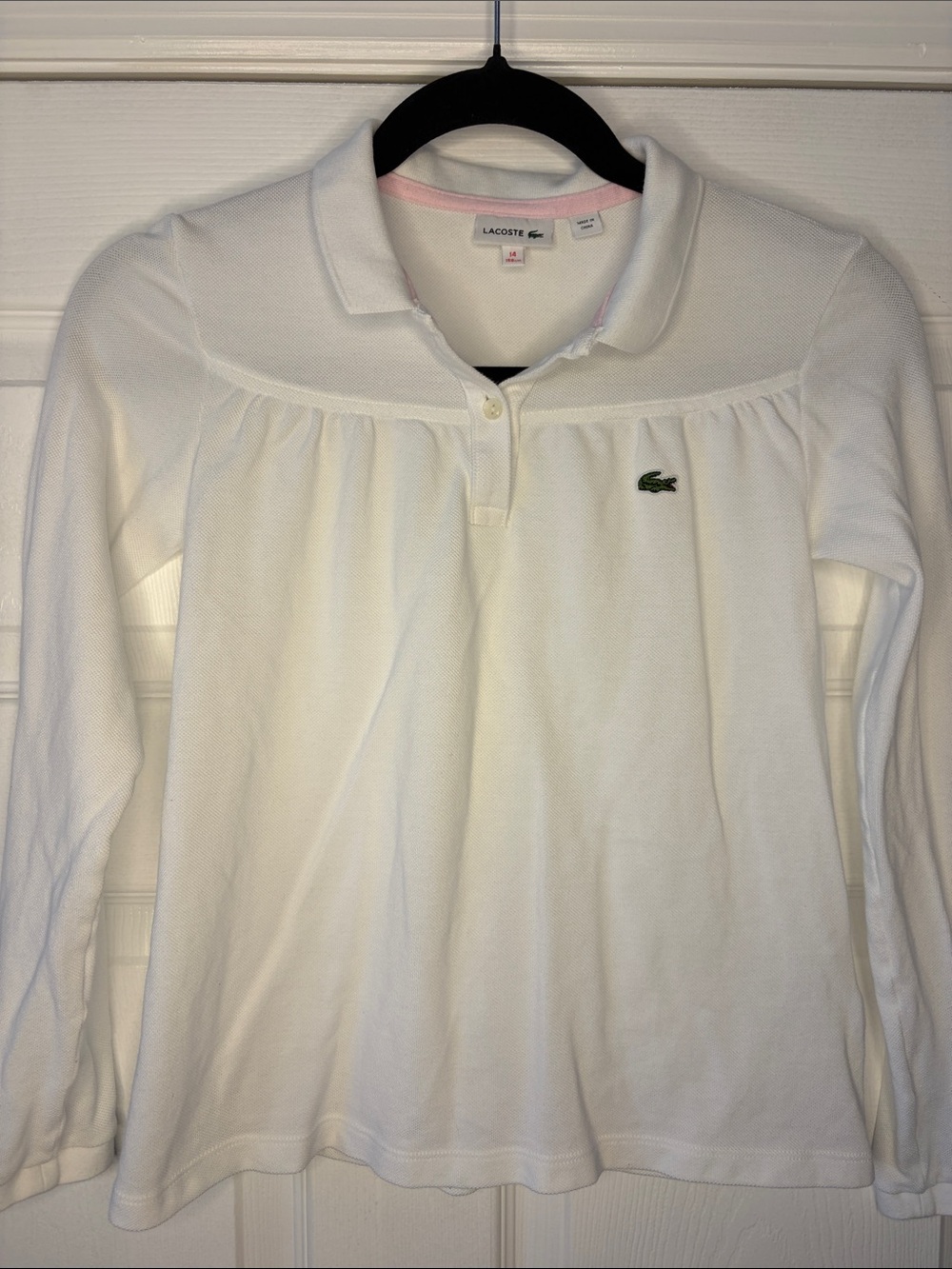Lacoste Girls Cotton Long Sleeved Polo Shirt with Emblem size 14